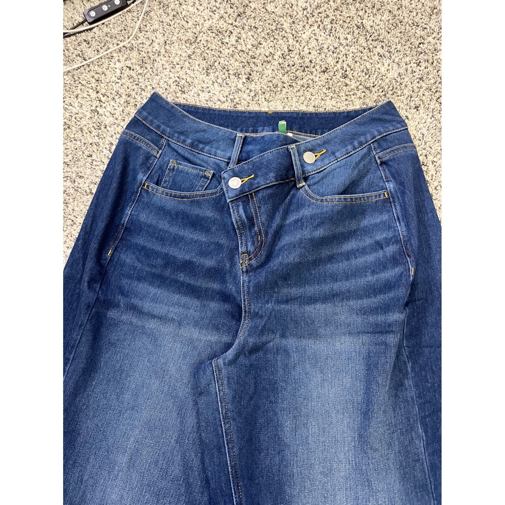 Halara Flex Asymmetric Crisscross Waist Wide Leg Denim Jeans Medium Wash Size M - Picture 3 of 11